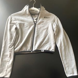 ECTH fitness cropped gray jacket, size small.